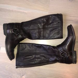 Frye Phillip harness tall dark brown boots